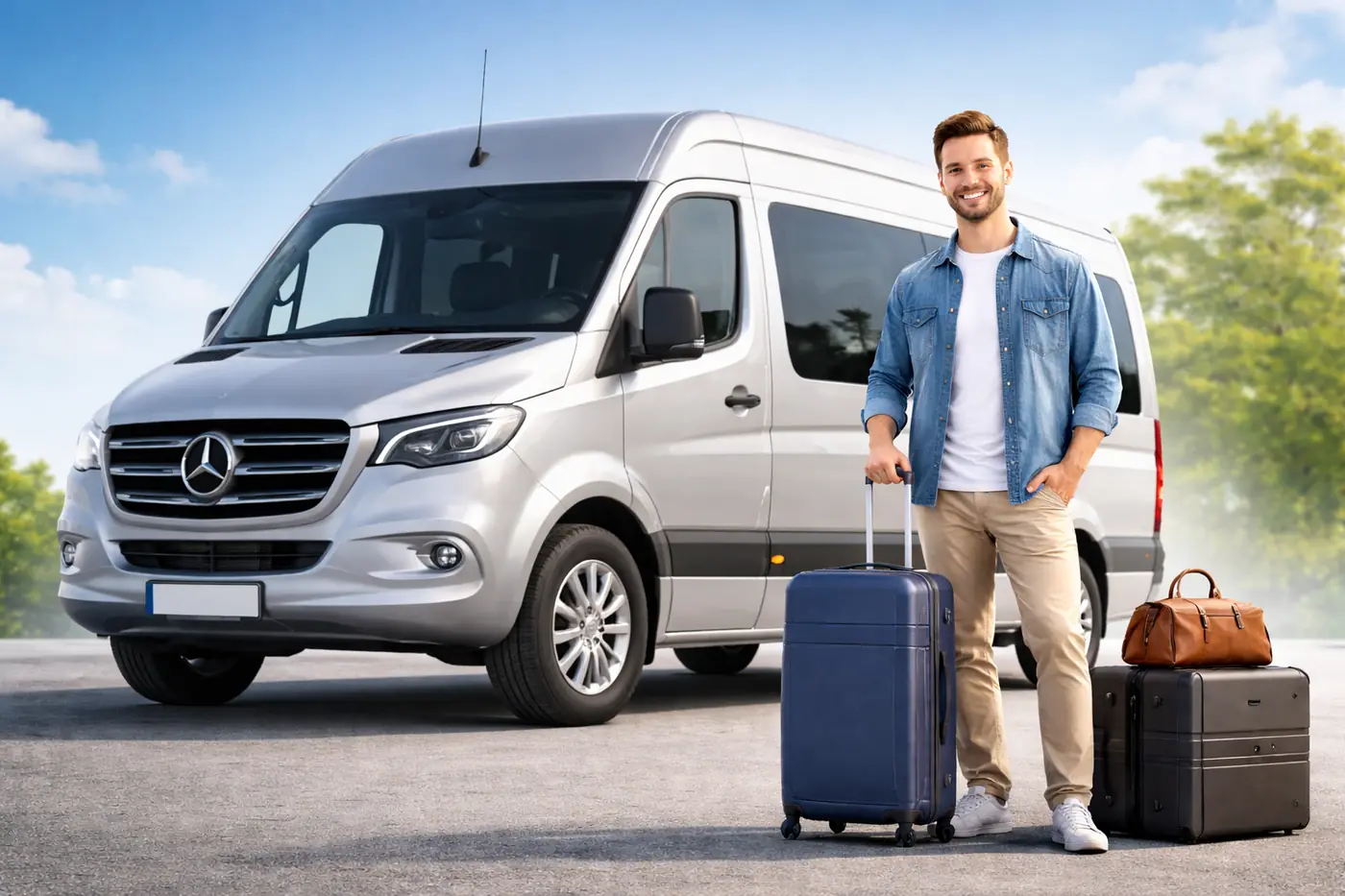 Busy do Holandii Mercedes Sprinter – przewóz osób door to door z bagażami